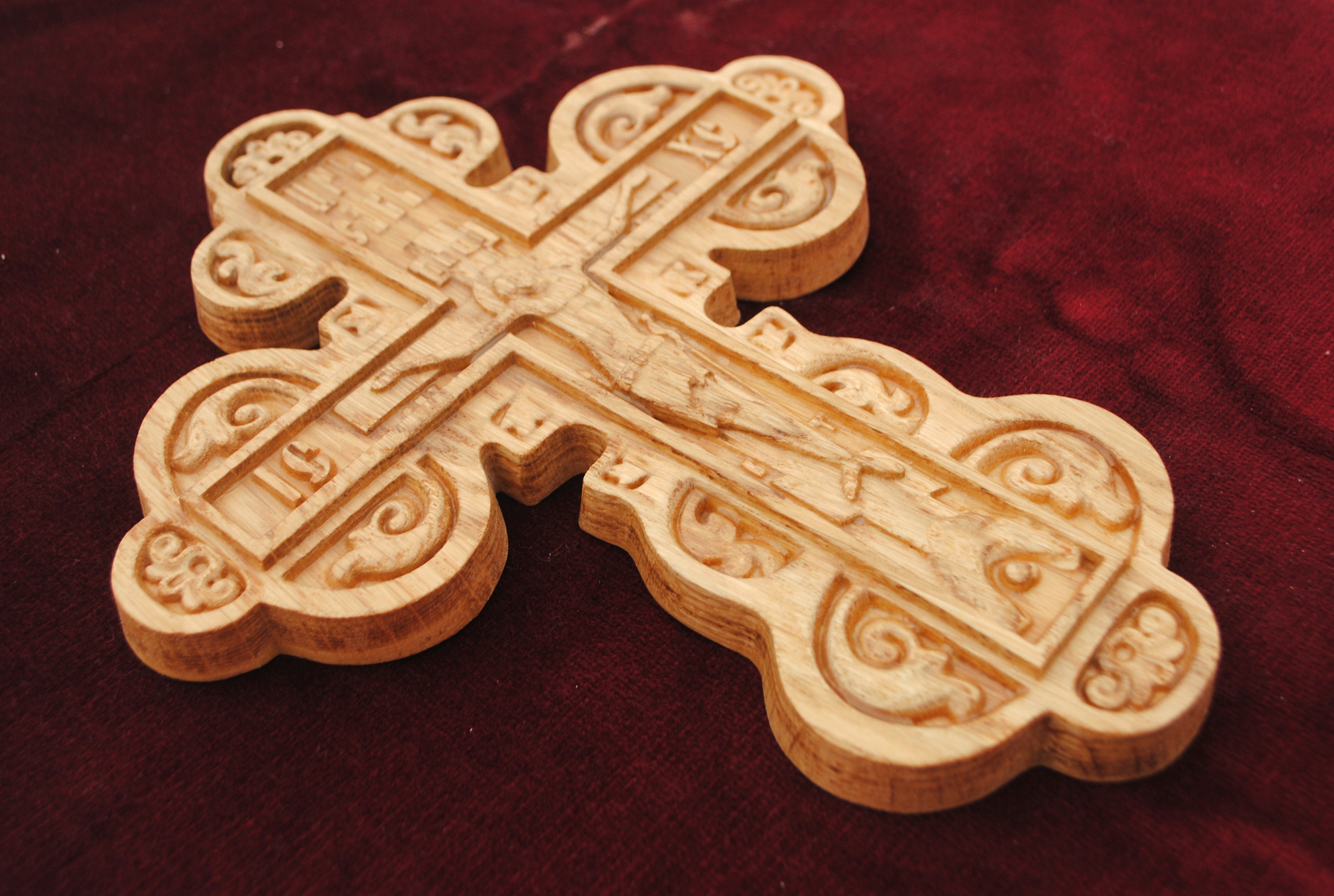 Orthodox Wooden Carved Wall Cross FREE SHIPPING. Oak. 6x10 in 15x25 Cm