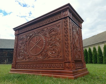 Carved altar table