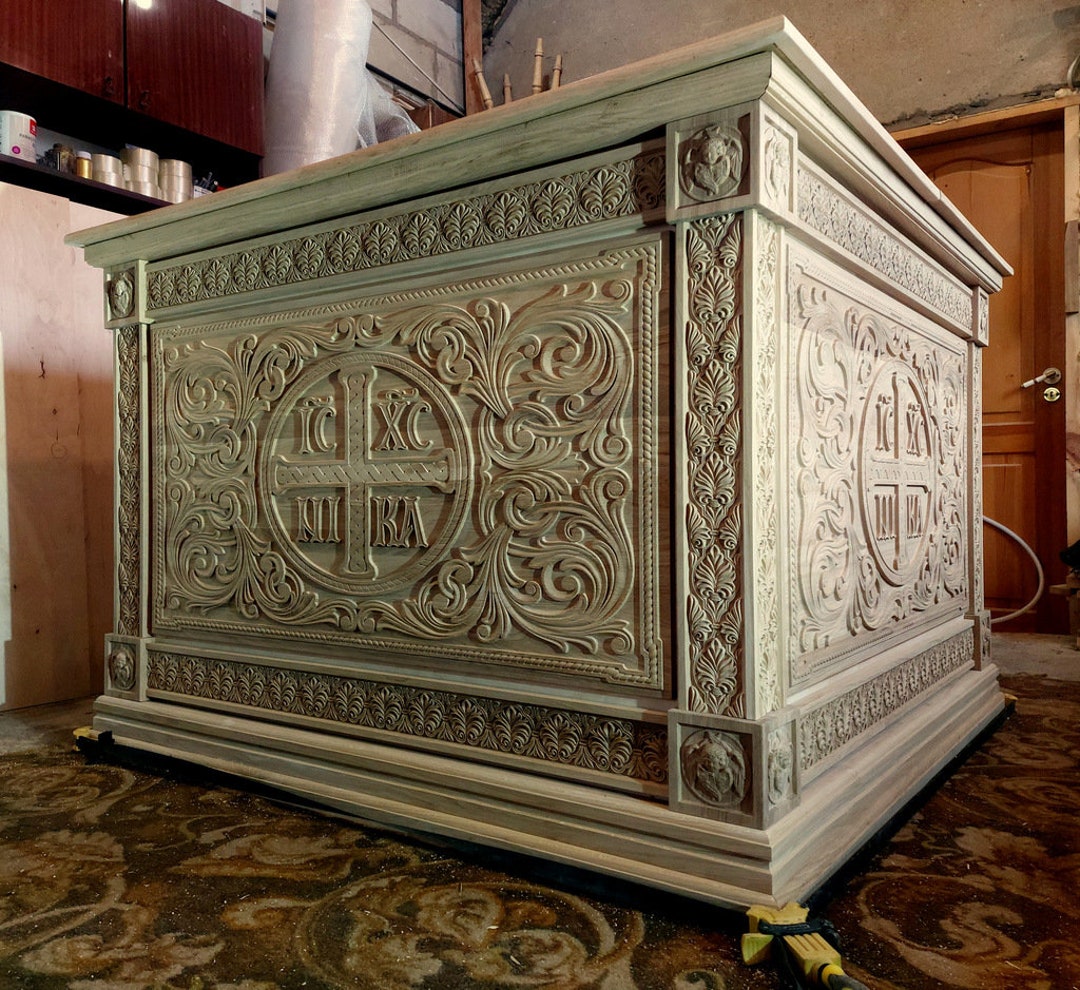 Large Carved Wooden Altar Table 60 In/60 In/40 In Etsy