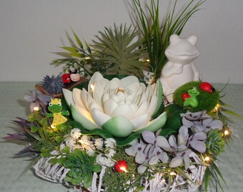 Decorative wreath * Water lily * Ceramic frog * Table decoration * Table wreath