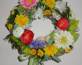 Flower door wreath 20 cm * Colorful * Willow wreath * Door decoration