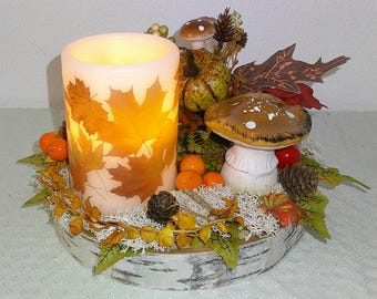 Herbstgesteck * LAGERRÄUMUNG * LED Motivkerze * Herbst * Herbstdekoration * Kürbisstecker