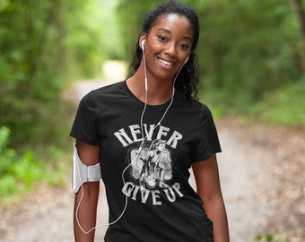 Ge aldrig upp gym-T-shirt: Motiverande träningströja
