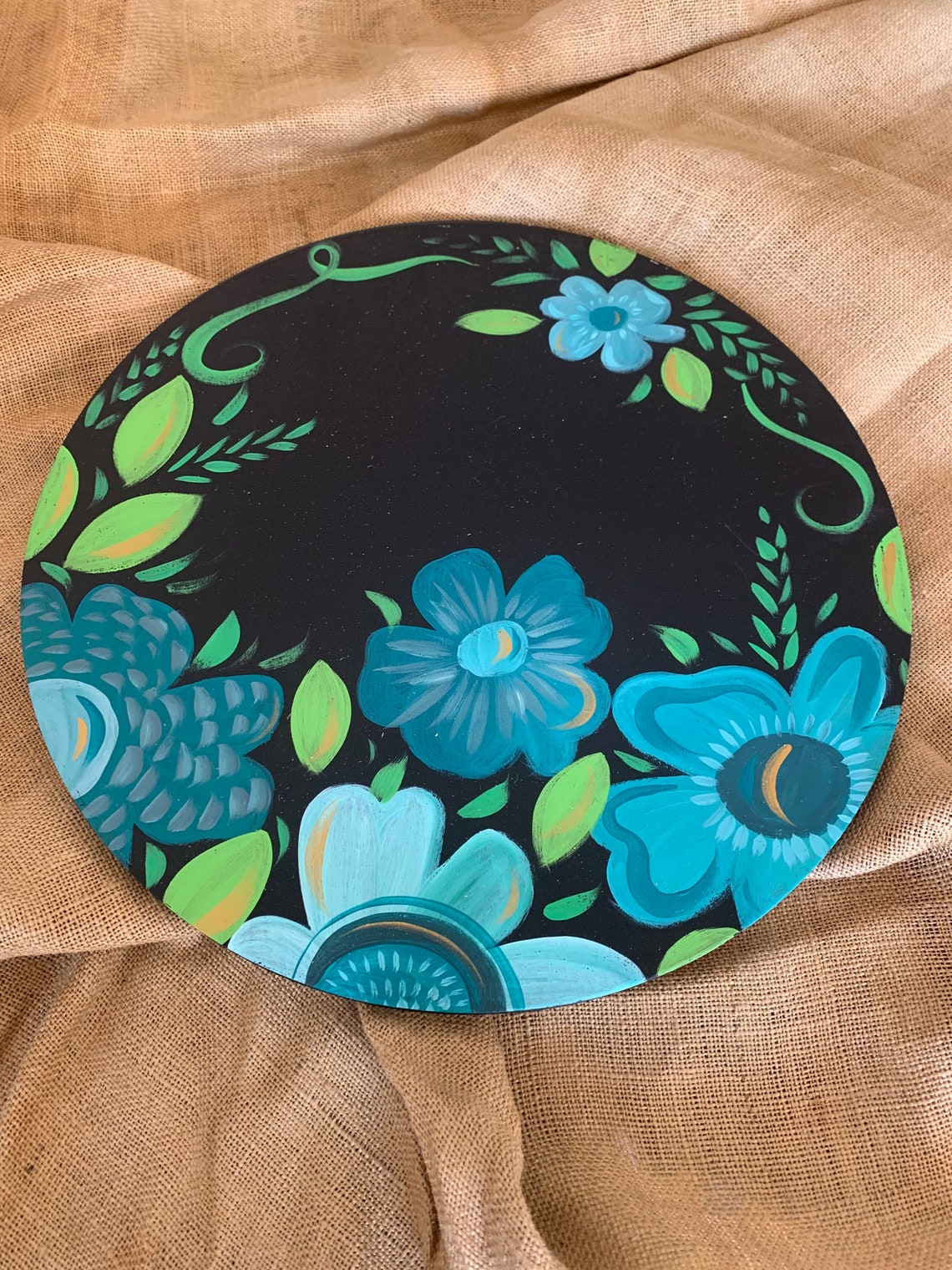 Lazy Susan Flower Blue Home Centerpiece Tabletop Etsy