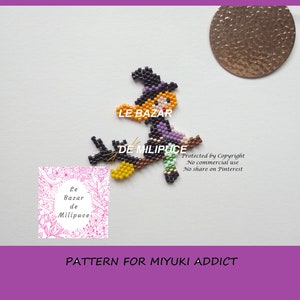 The little witch in a hurry / diagram for miyuki weaving/ beading pattern / miyuki pattern