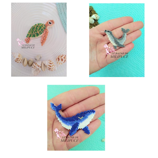 3 Marine Animals - 3 Marine Animals - Pattern for weaving with Miyuki beads - Pattern for weaving with Miyuki beads