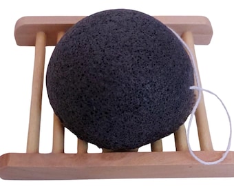 Esponja de konjac natural con carbón activado / Exfoliante facial de limpieza profunda para piel grasa