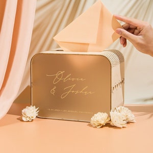 Personalized Wood & Acrylic Wedding Card Box (Design 1) , Boho Wedding Decorations, Couples Money Box, Wooden Memory Box for Gifts