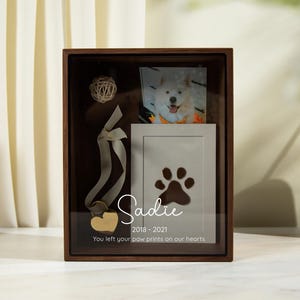 8x10 Shadow Box with Glass Lid (D4) - Personalized Pet Memorial Keepsake Memory Box, Pet Loss Sympathy Dog Mom Gift Custom Remembrance