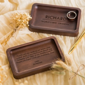 Engraved Rectangle Wood Tray - Bedside Table Tray, Wedding Day Gift for Dad Bro Father of the Bride Groom Husband Son, Dorm Room Key Trays