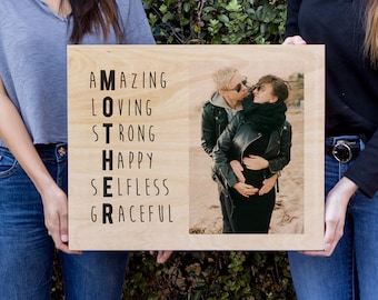 Your Photo Printed on Wood - Photo on Wood Canvas Mother's Day Gift for Mom, Picture Frame for Grandma Bonus Mom Mama, Mother's Day Gift