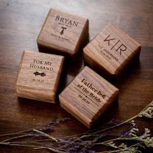 Boîte de boutons de manchette premium uniquement - Boîte de boutons de manchette en bois gravée personnalisée (boutons de manchette non inclus), cadeau d'anniversaire de lune de miel pour mari et marié