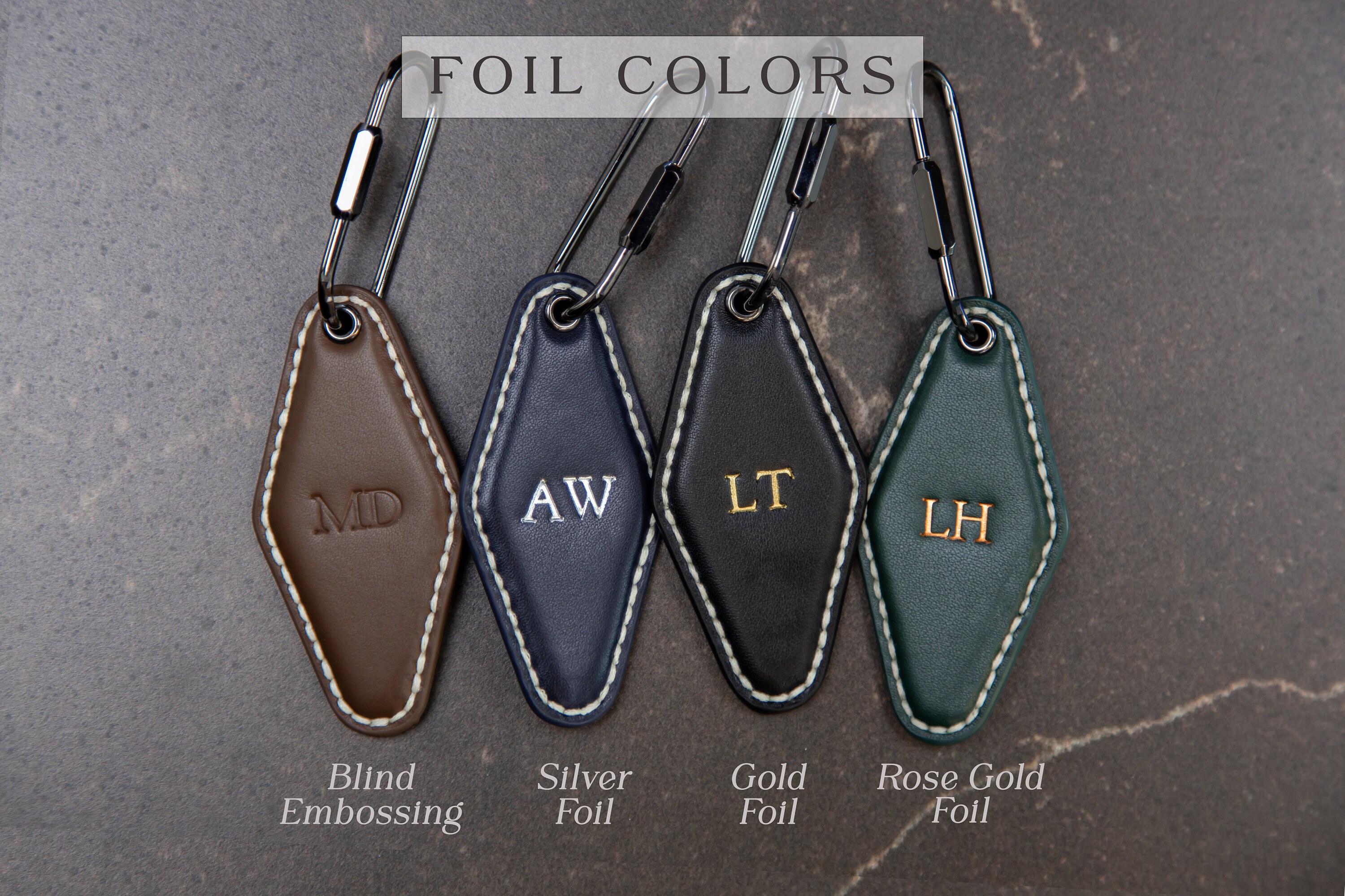 Embossed Keychain Embossed Diamond Leather Keychains (small Initials) - Leather Keychain ...