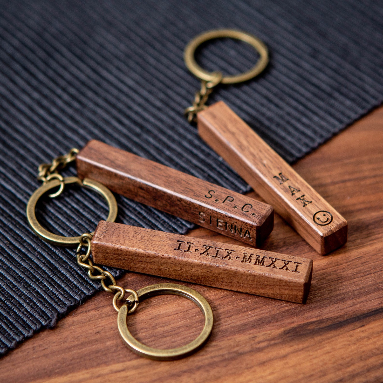 Wood Bar Key Chain Custom 4 Sided Engraved Keychain for New Etsy