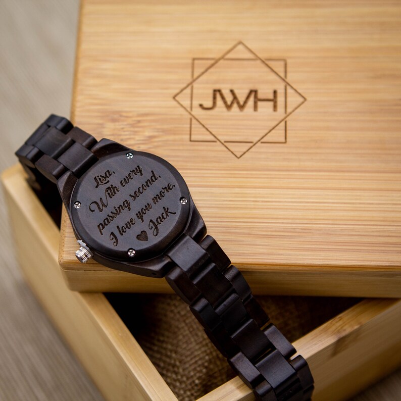 Engraved Womens Wood Watch & Gift Box 5th Wooden Anniversary Etsy