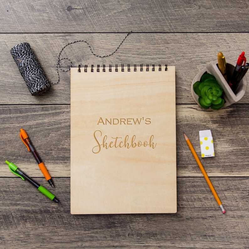 Engraved Wood Sketchbook Large Drawing Notepad Artist Etsy