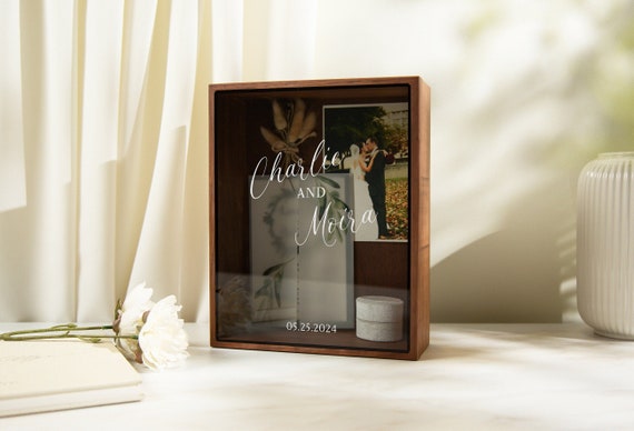 8x10 Shadow Box With Glass Lid (design 1) Wedding Memory Box