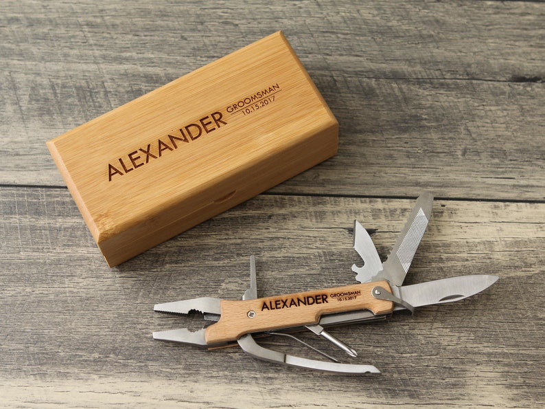 Personalized Multitool W/ Optional Bamboo Box Engraved Wood Etsy