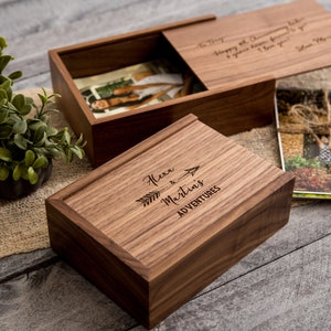 Engraved Wood Anniversary Gift Box Mother's Day Gift Box Fill with Letters Cards Photos, Wedding Keepsake for Husband Wife Couples image 3