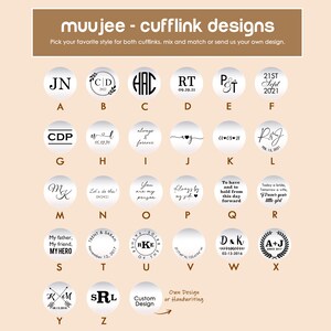 Puede incluir: Un gr&aacute;fico de 26 dise&ntilde;os diferentes de gemelos. Cada dise&ntilde;o es un c&iacute;rculo con un dise&ntilde;o diferente en su interior. Los dise&ntilde;os incluyen iniciales, fechas y otros mensajes personales. El gr&aacute;fico est&aacute; etiquetado con las letras A a la Z.
