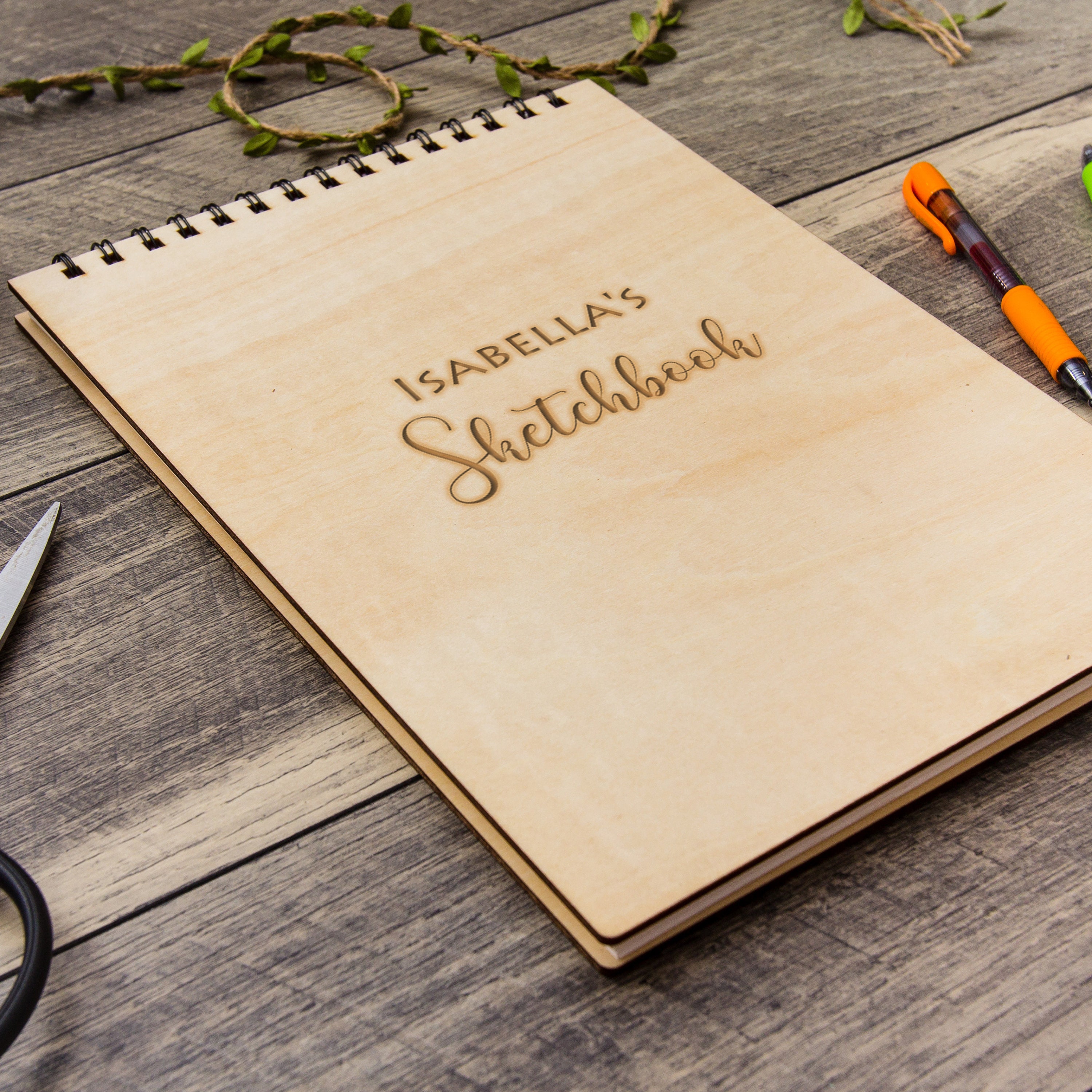 Engraved Wood Sketchbook Large Wooden Drawing Notepad Etsy