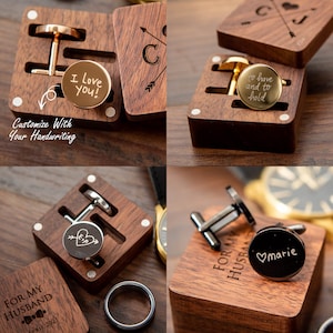 Metal Cufflinks Engraved Square Gift Box Optional, Wedding Day Cuff links Gift Groom Dad Groomsmen Father of Bride Groom, Father's Day image 4