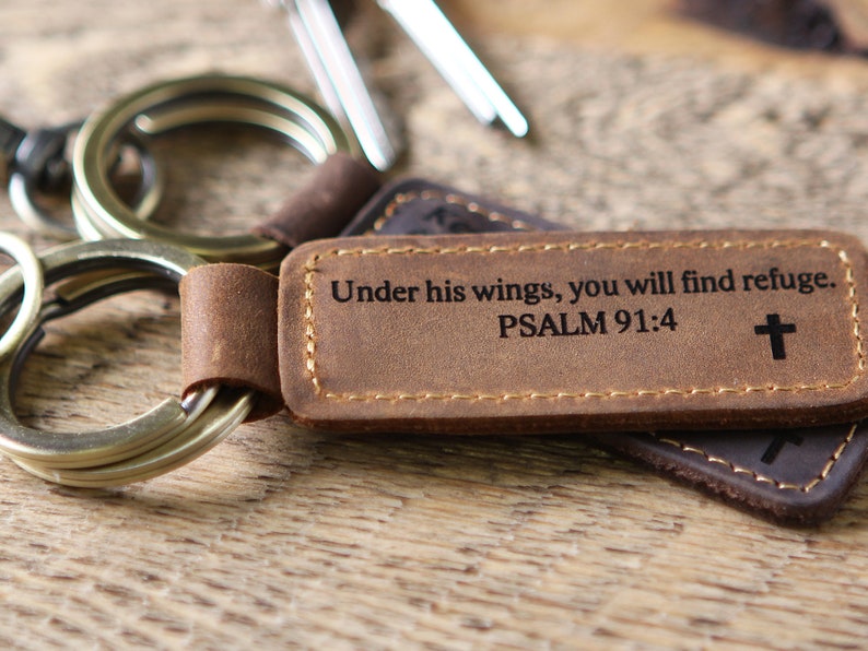 Personalized Leather Key Chain Religious Quotes or Name on Etsy