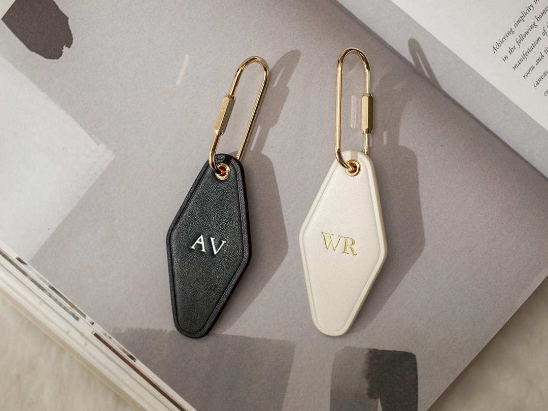 Embossed Keychain Embossed Diamond Leather Keychains (small Initials) - Custom ...