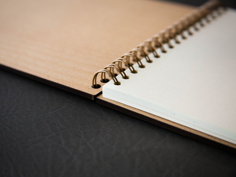 Engraved Spiral Wood Notebook (design F) - Wooden Drawing Notepad With ...