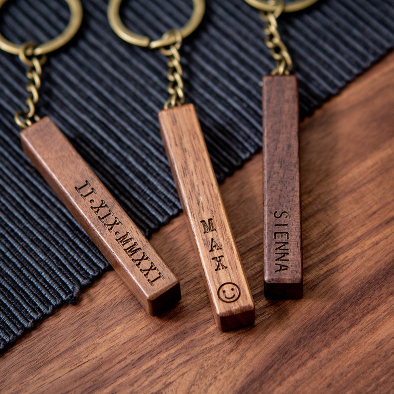 Wood Bar Key Chain Custom 4 Sided Engraved Keychain for New Etsy