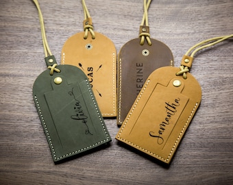 Leather Luggage Tag with Contact Info Card - Custom Engraved Travel Bag Name Gift for Birthday Graduation Retirement, Mother's Day Gift