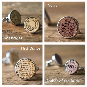 Wood Cufflinks Square Gift Box Optional Wedding Day Cuff links Father of the Groom Bride Groomsmen, 5th Anniversary Father's Day Gift image 5