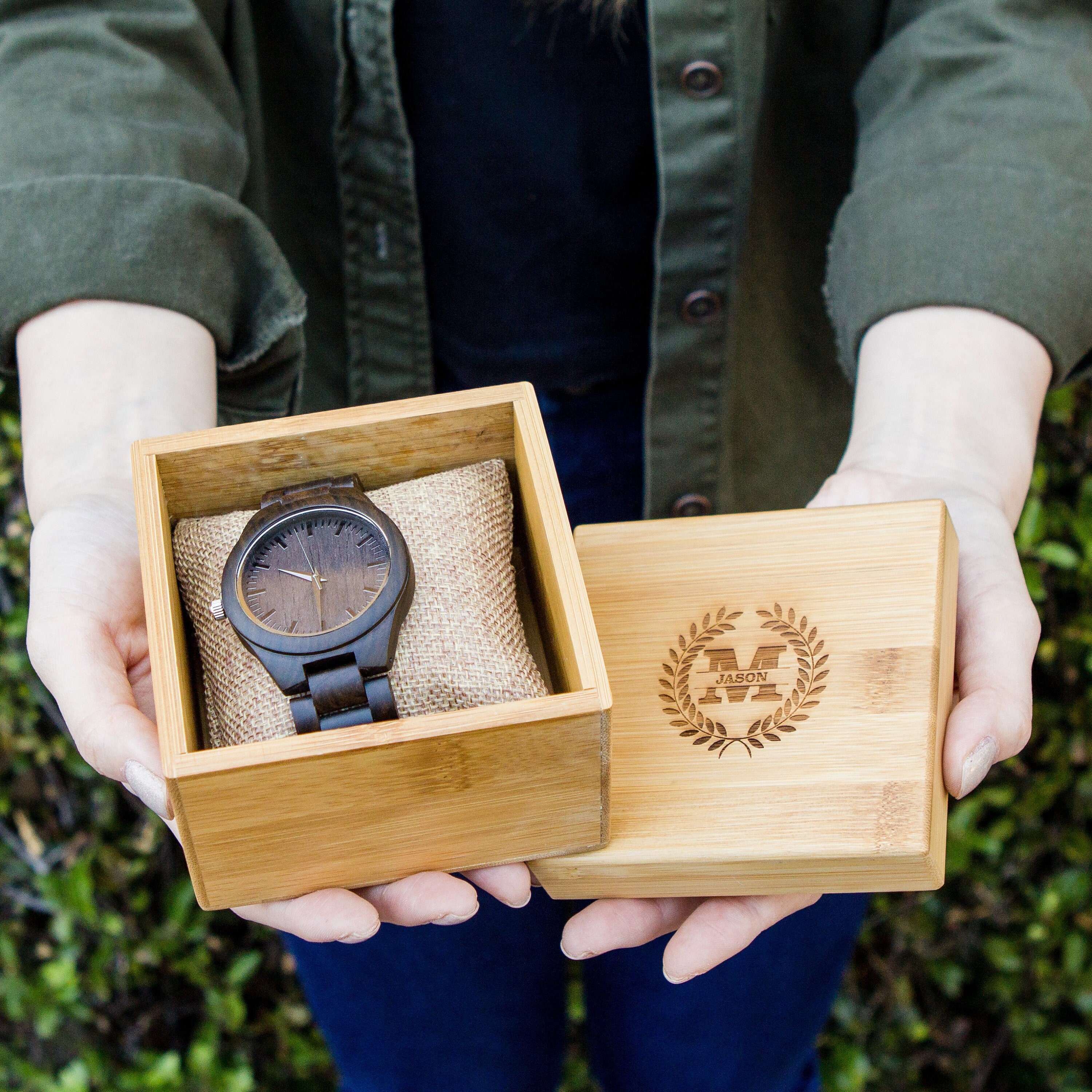 Engraved Wood Watch
