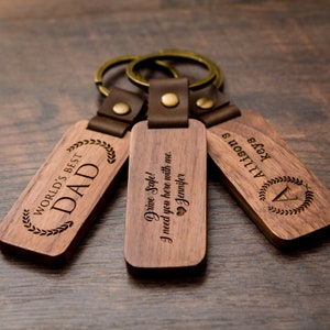 Wood Keychain Engraved Key chain for Birthday Anniversary, Custom Key Ring, New Home Gift, Farewell Gift for Friends, Father's Day Gift image 5