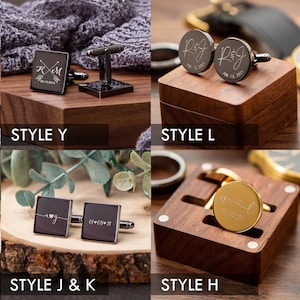 Metal Cufflinks Engraved Square Gift Box Optional, Wedding Day Cuff links Gift Groom Dad Groomsmen Father of Bride Groom, Father's Day image 5