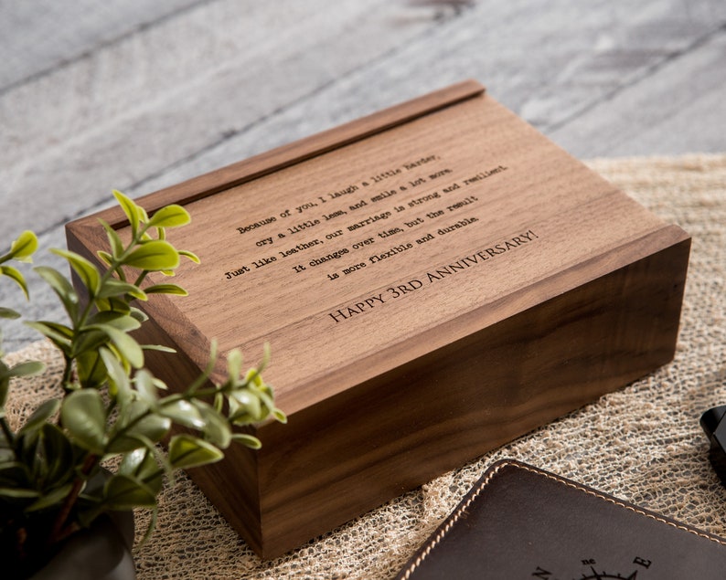 Engraved Wood Anniversary Gift Box Custom Walnut Box for Etsy