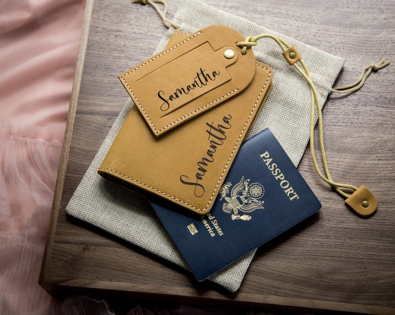 Engraved Leather Passport Holder & Luggage Tag Set Passport Etsy
