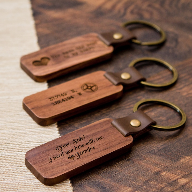 Wood Keychain Engraved Key chain for Birthday Anniversary, Custom Key Ring, New Home Gift, Farewell Gift for Friends, Father's Day Gift image 6