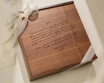 Engraved Wedding Memory Box - Custom Walnut Keepsake Box Cards Letters,  Wedding Gift for Couple, Personalized Anniversary Gift Wife Husband