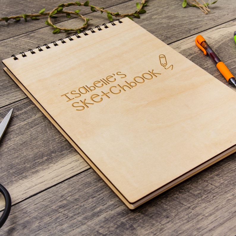 Personalized Sketchbook Wooden Notebook Gift for Kids Etsy