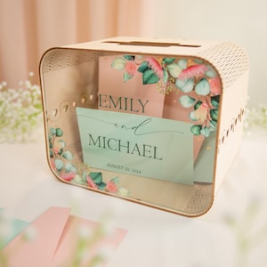 Boîte pour cartes de mariage en bois et acrylique (4 motifs), décorations de mariage bohèmes, tirelire pour couples, boîte à souvenirs en bois pour cadeaux
