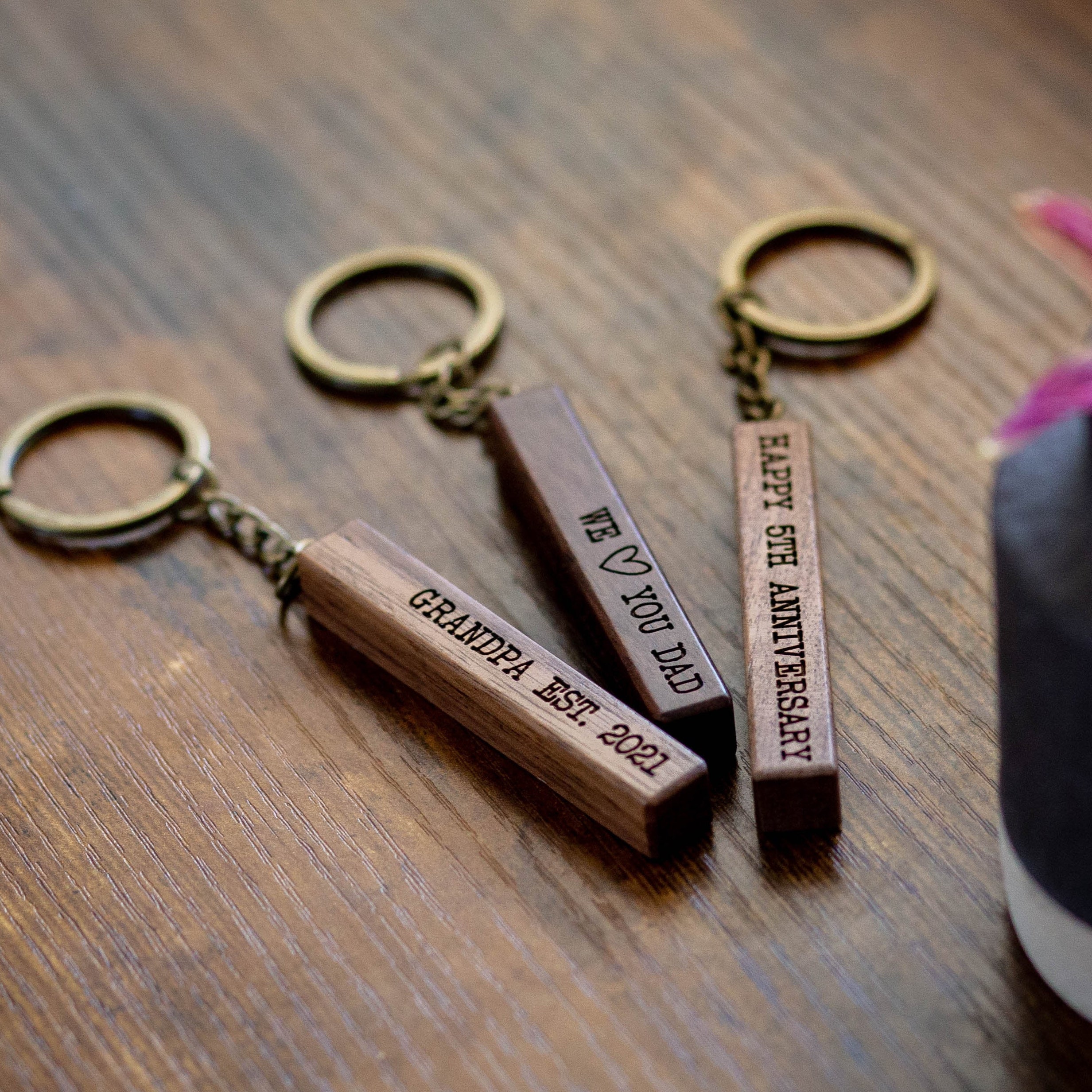 Wood Bar Key Chain Custom 4 Sided Engraved Keychain for New Etsy Canada