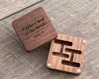Square Cufflinks Box Only ( Cufflinks NOT included ) - Anniversary Honeymoon Wedding Day Box Gift Idea for Him Fiancé Husband Groom Son Dad