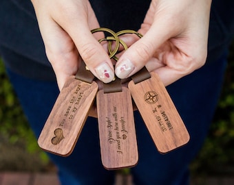 Wood Keychain - Engraved Keychain for Birthday Anniversary, Custom