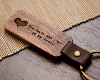 Wood Keychain - Engraved Key chain for Birthday Anniversary, Custom Key Ring, New Home Gift, Farewell Gift for Friends, Father's Day Gift