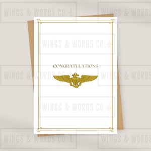 Parabéns da escola de vôo de SNA Cartão Comemorativo | Estilo dourado elegante | ARQUIVO DIGITAL | Voando da aviação naval Cartão Comemorativo | Escola de Voo da Marinha | Cartão eletrônico