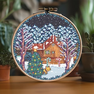 Winter Night in Stardew Valley - Cross Stitch Pattern Decor for Christmas