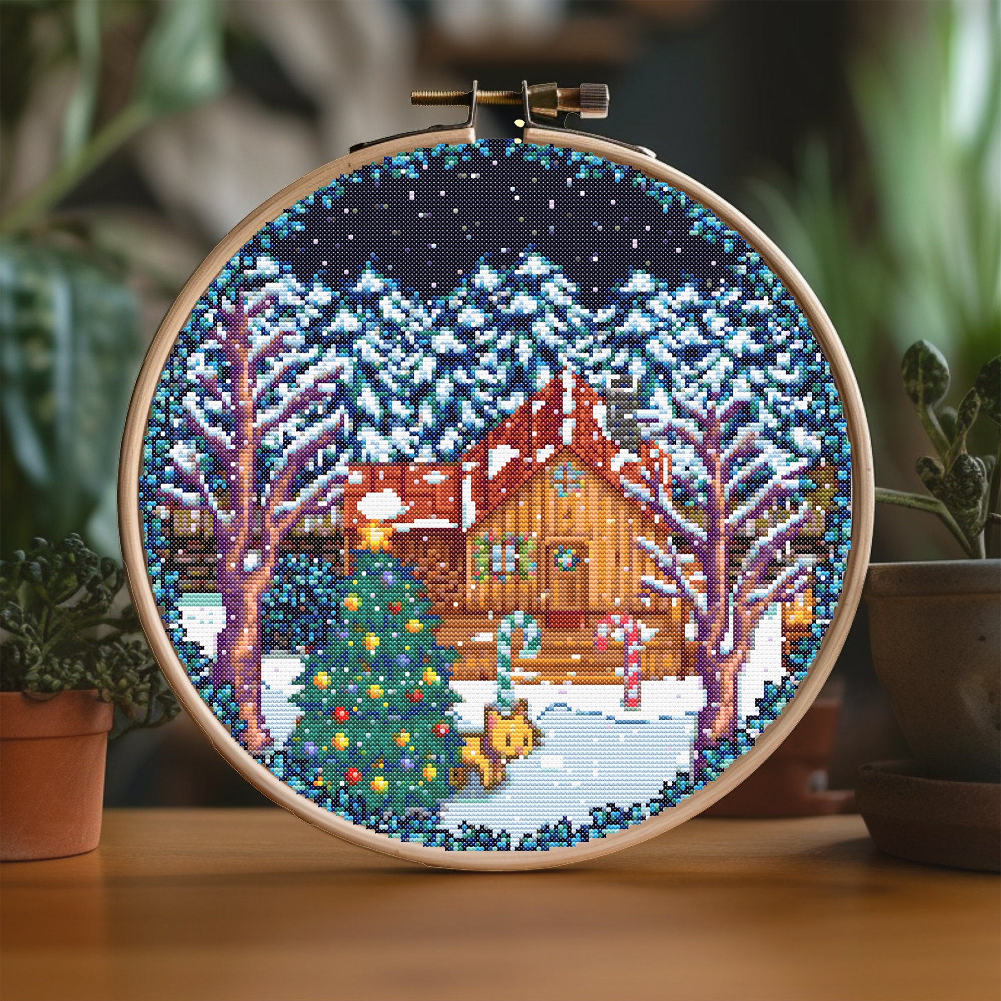Winter Night in Stardew Valley - Cross Stitch Pattern Decor for Christmas