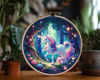 Unicornio mágico - Patrón de punto de cruz decorativo