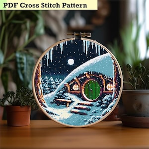 Winter Evening in the Shire - Cross Stitch Pattern Decor for Christmas